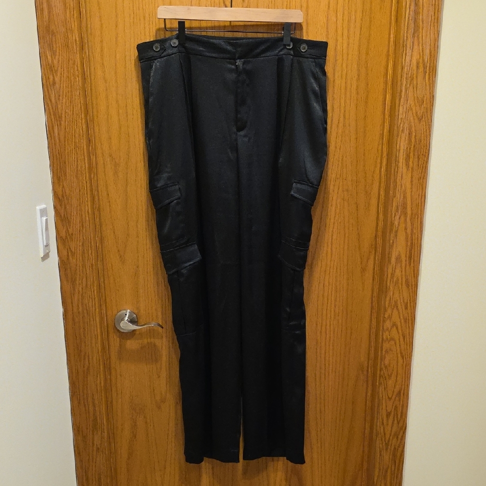 a new day Black Satin Straight Leg Pants